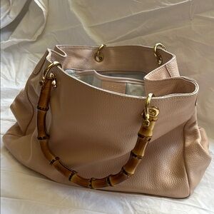 Mark & Graham Beige Tote with Bamboo Accents